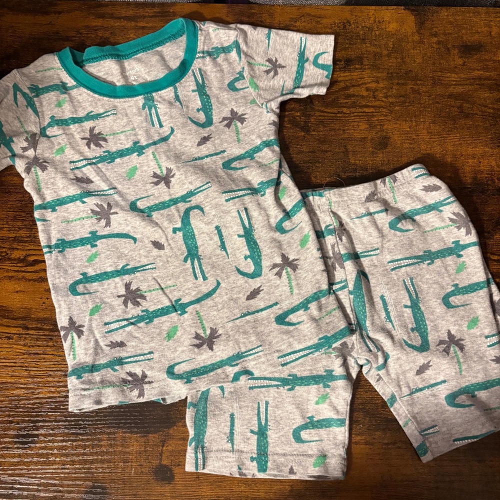 Carter's Alligator T-Shirt & Short‎ Set, Green & Grey (Boys 4T)